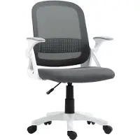 HOMCOM Bürostuhl Ergonomischer Drehstuhl mit aufklappbarer Armlehne Grau