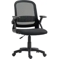 HOMCOM Bürostuhl Ergonomischer Drehstuhl mit aufklappbarer Armlehne Schwarz
