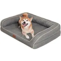 OEM Hundebett für kleine Hunde, 68,6 x 50,8 x 17,8 cm, Wasserdichtes Hundebett mit Luxus-Ei-Foam-Kissen und waschbarer Hülle, für alle Jahreszeiten geeignet, grau