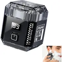 Welikera Mini Elektrorasierer Herren 2in1 Barttrimmer Nasenhaartrimmer LED Anzeige IPX7 Nass Trocken Rasierer kabellos Schwarz 60 Min
