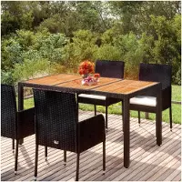 Markenlos Gartentisch aus Holz, Schwarz, 150 x 90 x 75 cm