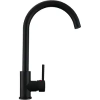 Aica Sanitär GmbH AICA Messingkern Küchenarmatur Einhandmischer 38cm Hochbogen 360° schwenkbar Wasserhahn für Küche Schwarz