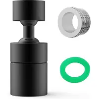OEM Schwarze Wasserhahnbeleuchtung, 360-Grad drehbarer Wasserhahn, Düsenregler, 2-Sprühstrahl-Mischer, Perlen für Wasserhähne M22 Außen- oder M24 Innendraht, Küchen- oder Badezimmerhahn Aufsatzstück