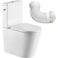 Siko SAT FINE Stand-WC mit Spülkasten Kombi-WC spülrandlos Toilette SoftClose WC-Sitz + flexibles Anschlussrohr, Wasseranschluss links/rechts, weiß