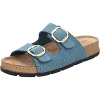 Rohde Damen Pantolette Leder Zweischnaller mit Memory-Fußbett D.Soave 5420, Größe:37 EU, Farbe:Blau