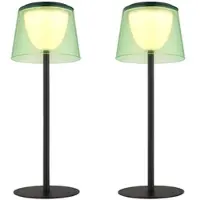 Globo LED Außen Tischlampe Tischleuchte Akku Innen Außen schwarz Gartenleuchte Touchdimmer USB, grün, Metall, 1,8W 150lm warmweiß, DxH 13x34 cm, 2er Set