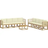 vidaXL Outdoor-Sofagarnitur 9 Stk. Weiß und Creme