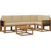 vidaXL Outdoor-Sofagarnitur 6 stk. Natur und Beige Massivholz Akazie