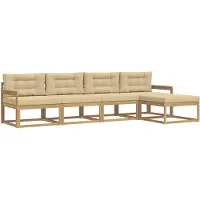 vidaXL Outdoor-Sofagarnitur mit Kissen 4 pcs Weiß und Beige Polyester