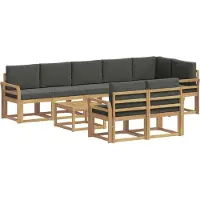 vidaXL Outdoor-Sofagarnitur 9 Stk. Weiß und Anthrazit Polyester
