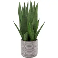 Unyqoos Realistische Kunstpflanze Sansevieria im Zementtopf – pflegeleichte Dekoration für Wohnzimmer & Büro