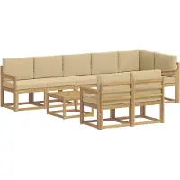 vidaXL Outdoor-Sofagarnitur 9 Stk. Weiß und Beige Polyester