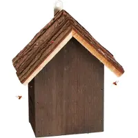 Relaxdays Marienkäferhaus, Holz, HxBxT: 23 x 19 x 12,5 cm, zum Aufhängen, Garten, Insektenhotel für Marienkäfer, braun