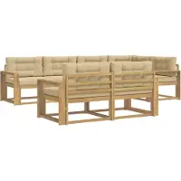 vidaXL Outdoor-Sofagarnitur mit Kissen 6 pcs Weiß und Beige Polyester