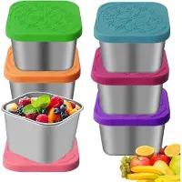 Unyqoos Set mit 6 wiederverwendbaren Dressingbehältern aus Edelstahl 304 mit Silikondeckel – auslaufsicher & kompakt für Lunchbox