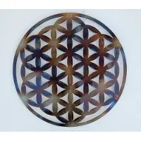 Unyqoos Metall-Wanddekoration 'Blume des Lebens' Ø 60 cm – große runde Wanddeko aus Metall, dekoratives Wandbild für Wohnzimmer, Schlafzimmer, Büro