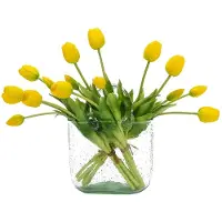 Unyqoos Künstliche Tulpen – realistisch anfühlend aus weichem Latex, gelb, flexible Drahtstiele, wasserfest für Wohnraum & Festdekoration