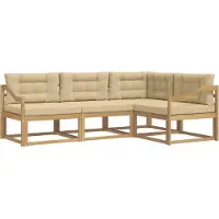 vidaXL Outdoor-Sofagarnitur mit Kissen 3 pcs Weiß und Beige Polyester