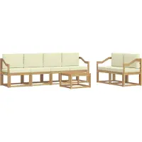 vidaXL Outdoor-Sofagarnitur 7 Stk. Weiß und Creme