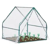 Relaxdays Folienfrühbeet, HxBxT: 95 x 95 x 92 cm, mit Tür, Spitzdach, Frühbeet, Aufzucht, Gewächshaus, PVC, transparent