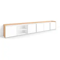 Skraut Home TV-Möbel Holzeffekt weiß und eiche 309x35x50cm