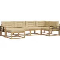 vidaXL Outdoor-Sofagarnitur 5 Stk. Weiß und Beige Polyester