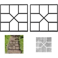 Relaxdays Pflasterform, 2er Set, Pflaster & Gehwege, Schalungsform, Garten, Beton Gießform, HBT: 4x40,5x40,5 cm, schwarz