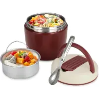 Unyqoos Thermobehälter Edelstahl 1200 ml – Isolier-Lunchbox bis 6 Std. warm, auslaufsicherer Schraubdeckel mit Silikondichtung, faltbarer Löffel