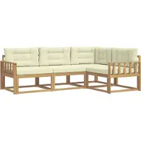 vidaXL Outdoor-Sofagarnitur 3 stk. Weiß und Creme Polyester