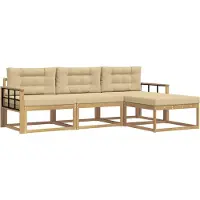 vidaXL Outdoor-Sofagarnitur 4 Stk. Weiß und Beige Polyester