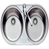 Teka DR 80 2C, Unterbauspüle, Oval, Edelstahl, Edelstahl, 2 Becken, Kreis