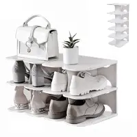 Unyqoos schlankes, flexibles Schuhregal – Schuhaufbewahrung für Flur, Schrank & Schlafzimmer, Weiß, 24 x 26,8 x 63 cm, inkl. Montagewerkzeug, stapelbar