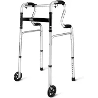 4fizjo Rehabilitationsgehwagen 2 in 1, Aluminium, mit Rollen, schreitend oder fest, höhenverstellbar, faltbar