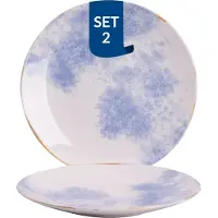 James Cooke Clouded Charm, Teller flach, Ø 27 cm, 2 Stück, blau/weiß Steinzeug