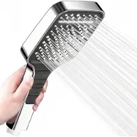 Unyqoos Duschkopf ABS mit Chrom‑Finish, 7 Strahlarten, 4‑Tasten, Stopp‑Funktion, Antikalk‑Noppen, bis 40% wassersparend, werkzeugfreie Montage
