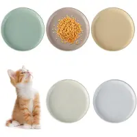 Unyqoos 5er-Set flache Futternäpfe für Katzen, Keramik Ø 15 cm – farbig (Weiß, Beige, Cremegelb, Kaffee, Hellgrün), BPA-frei, für Trocken- & Nassfutter