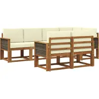vidaXL Outdoor-Sofagarnitur 7 stk. Natur und Creme Polyester