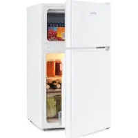 Klarstein Big Daddy - Kühlschrank mit Gefrierfach, Kühl Gefrierkombination, fridge leise, LED, 87-Liter: Kühlschrank mit 61-L und Gefrierschrank 26 L, weiß