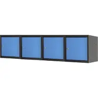 Proregal Mega Deal | 4x Schließfachwürfel Blocky mit Zylinderschloss + 2 Schlüssel | HxBxT 40x40x40cm | Anthrazit/Lichtblau