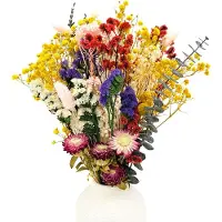 Unyqoos Trockenblumen-Bouquet – 32 Teile, 12 Sorten, 100% natürliche Blumen | Boho-Deko für Wohnung & Hochzeit (Eukalyptus, Strohblumen, Lavendel)