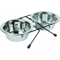 Unyqoos Futternapf-Set mit 2 Schalen und stabilem Ständer – Futter- & Wassernapf für Hund & Katze, innen/außen, leicht zu reinigen