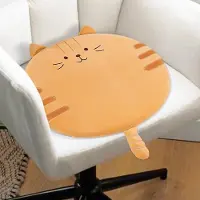 Unyqoos Kindersitzkissen aus Memory-Foam – rund Ø 40 cm, weicher Plüschbezug, abnehmbar & waschbar, ergonomische Sitzunterlage mit buntem Cartoon-Design für Zuhause & Schule