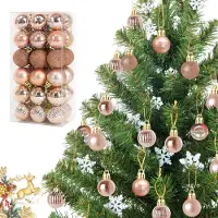Unyqoos 36er Set rosa glitzer Christbaumkugeln 3 cm – bruchfestes Kunststoff, 6 Designs, mit Aufhängefäden für Baum, Hochzeit & Schaufenster