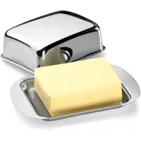 Unyqoos Edelstahl-Butterdose 250 g – stilvolle Aufbewahrung & Servierschale für frische Butter, rostfrei, spülmaschinenfest, kühlschranktauglich