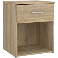 Wellhome - Nachttisch aus Holz mit 1 Schublade in der Farbe Eiche 38 x 36 x 48 cm - Duero Oak