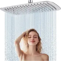Unyqoos Regenduschkopf 35 x 22 cm – rostfreier Stahl, Antikalk‑Funktion, selbstreinigende Düsen & bis zu 30% Wasserersparnis