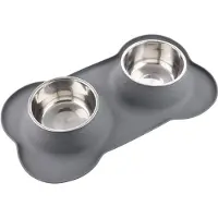 Unyqoos Doppel-Futter- & Trinknapf-Set 2×400 ml – Edelstahlschalen mit rutschfester Silikonmatte, erhöhter Rand, leicht zu reinigen, für kleine & mittelgroße Hunde & Katzen