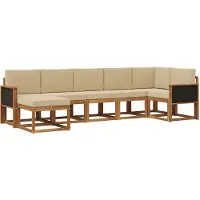 vidaXL Outdoor-Sofagarnitur 7 Stk. Natur und Beige Polyester