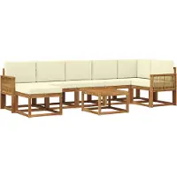 vidaXL Outdoor-Sofagarnitur 8 stk. Natur und Creme Polyester