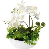 Unyqoos Künstliche Orchidee (Phalaenopsis) – realistische weiße Deko-Orchidee in Keramiktopf, 35 cm, pflegeleicht für Wohnzimmer & Büro